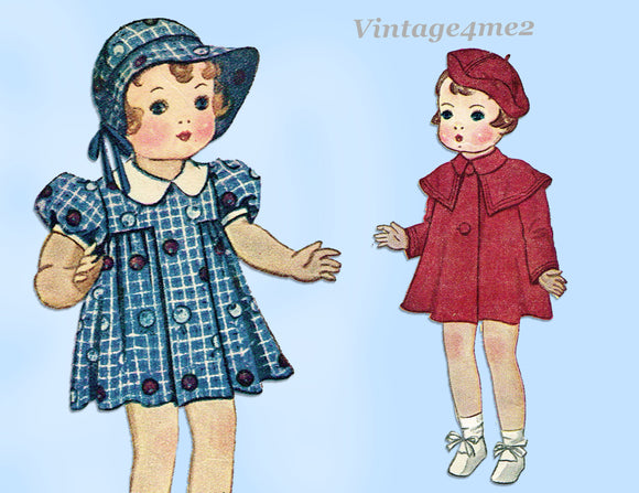 Simplicity 1901: 1930s Rare 20in Patsy Doll Clothes Set Vintage Sewing Pattern