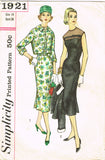 Simplicity 1921: 1950s Misses Cocktail Dress Sz 38 B Vintage Sewing Pattern