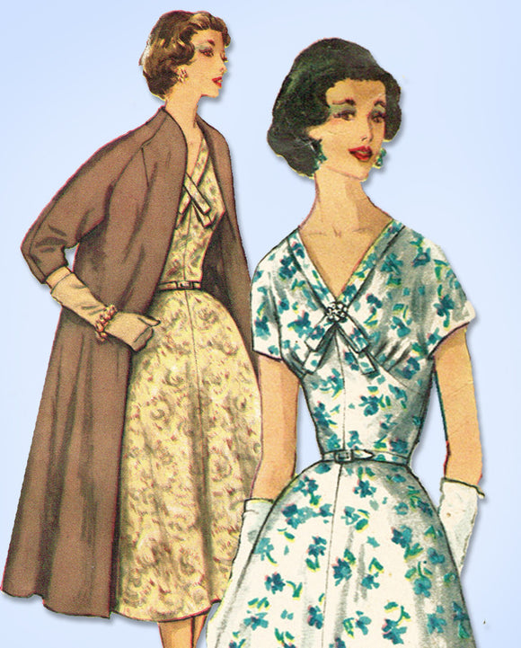 1950s Vintage Simplicity Sewing Pattern 1930 Misses Dress and Swagger Coat 32B