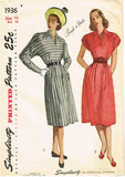 1940s Vintage Simplicity Sewing Pattern 1936 Misses Dress Batwing Sleeves Sz 32B -Vintage4me2