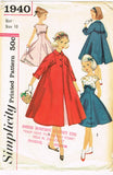 1950s Original Vintage Simplicity Pattern 1940 Uncut Girls Party Dress & Coat 10