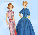 Simplicity 1946: 1950s Misses Shirtwaist Dress Sz 32B Vintage Sewing Pattern