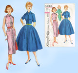 Simplicity 1946: 1950s Misses Shirtwaist Dress Sz 32B Vintage Sewing Pattern