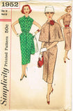 1950s Vintage Simplicity Sewing Pattern 1950 Uncut Misses Dress and Cape Sz 32B