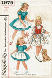 Simplicity 1979: 1950s Uncut Toddler Girls Tyrolean Dress Sz2 VTG Sewing Pattern