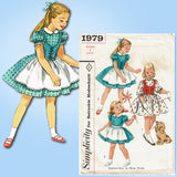 Simplicity 1979: 1950s Uncut Toddler Girls Tyrolean Dress Sz2 VTG Sewing Pattern