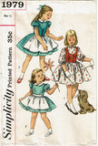 Simplicity 1979: 1950s Uncut Toddler Girls Tyrolean Dress Sz4 VTG Sewing Pattern