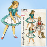 Simplicity 1979: 1950s Uncut Toddler Girls Tyrolean Dress Sz4 VTG Sewing Pattern