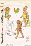 1940s Original Vintage Simplicity Sewing Pattern 1990 Baby Romper & Bonnet Sz 6 mos