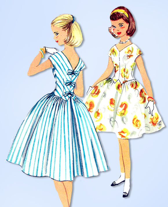 1950s Vintage Simplicity Sewing Pattern 2007 Little Girls Party Dress Size 14