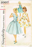 1950s Vintage Simplicity Sewing Pattern 2007 Little Girls Party Dress Size 14