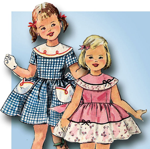 1950s Vintage Simplicity Sewing Pattern 2017 Cute Toddler Girls Sun Dress Size 3