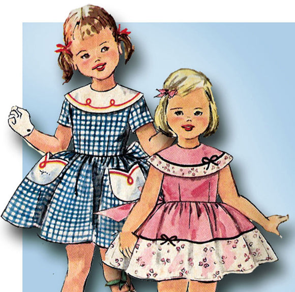 1950s Vintage Simplicity Sewing Pattern 2017 Toddler Girls Sun Dress Size 2 21B