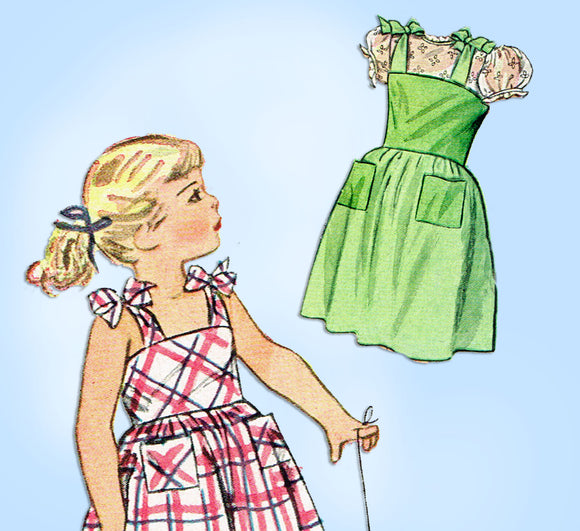 1940s Vintage Simplicity Sewing Pattern 2029 Easy Little Girls Sun Dress Size 8 - Vintage4me2