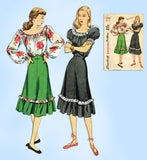 1940s Vintage Simplicity Sewing Pattern 2033 Misses Skirt & Peasant Blouse 34 B - Vintage4me2