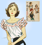 1940s Vintage Simplicity Sewing Pattern 2034 Misses Peasant Blouse Size 30 Bust