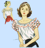 1940s Vintage Simplicity Sewing Pattern 2034 Misses Peasant Blouse Size 30 Bust