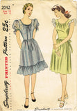 1940s Vintage Simplicity Sewing Pattern 2042 Charming Misses WWII Dress Sz 32 B - Vintage4me2