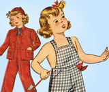1940s Vintage Simplicity Sewing Pattern 2043 Toddler Girls Overalls & Jacket Sz4 - Vintage4me2