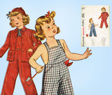 1940s Vintage Simplicity Sewing Pattern 2043 Toddler Girls Overalls & Jacket Sz6