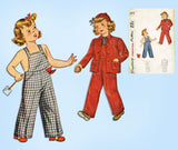 1940s Vintage Simplicity Sewing Pattern 2043 Toddler Girls Overalls & Jacket Sz6