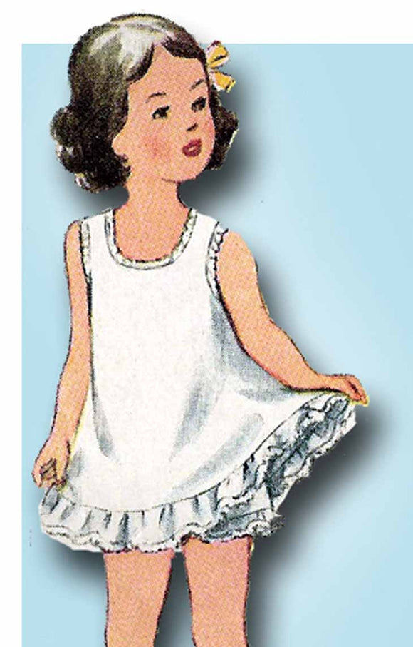1940s Vintage Simplicity Sewing Pattern 2045 Easy Toddler Girls Slip & Panties 4