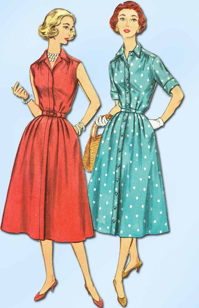 1950s Vintage Simplicity Sewing Pattern 2047 Uncut Misses Shirtwaist Dress 32B