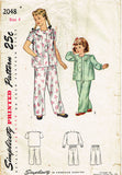 1940s Vintage Simplicity Sewing Pattern 2048 Toddler Girls 2 Piece Pajamas Sz 4 - Vintage4me2