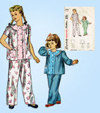 1940s Vintage Simplicity Sewing Pattern 2048 Toddler Girls 2 Piece Pajamas Sz 4 - Vintage4me2