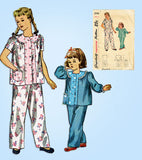 1940s Vintage Simplicity Sewing Pattern 2048 Toddler Girls 2 Piece Pajamas Sz 6 - Vintage4me2