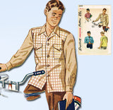 1940s Vintage Simplicity Sewing Pattern 2049 Classic Little Boys Shirt Size 14