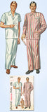 1940s Vintage Simplicity Sewing Pattern 2051 Men's Two Piece Pajamas Size Medium