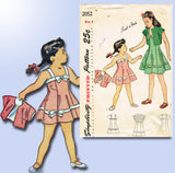 1940s Vintage Simplicity Sewing Pattern 2052 Easy Toddler Girls Sun Dress Size 6 - Vintage4me2
