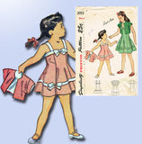 1940s Vintage Simplicity Sewing Pattern 2052 Easy Toddler Girls Sun Dress Size 6 - Vintage4me2