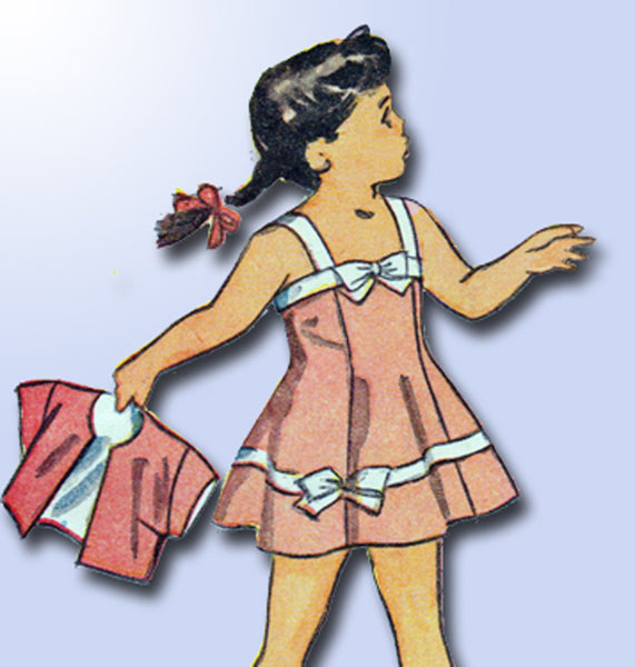 1940s Vintage Simplicity Sewing Pattern 2052 Easy Toddler Girls Sun Dress Size 6 - Vintage4me2