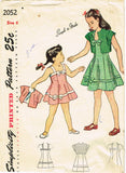 1940s Vintage Simplicity Sewing Pattern 2052 Easy Toddler Girls Sun Dress Size 6 - Vintage4me2