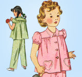 1940s Vintage Simplicity Sewing Pattern 2054 Simple to Make Girls Pajama Size 6 - Vintage4me2