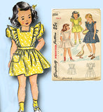 1940s VTG Simplicity Sewing Pattern 2056 Uncut Toddler Girls Pinafore Dress Sz 6