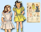 1940s VTG Simplicity Sewing Pattern 2056 Uncut Toddler Girls Pinafore Dress Sz 6
