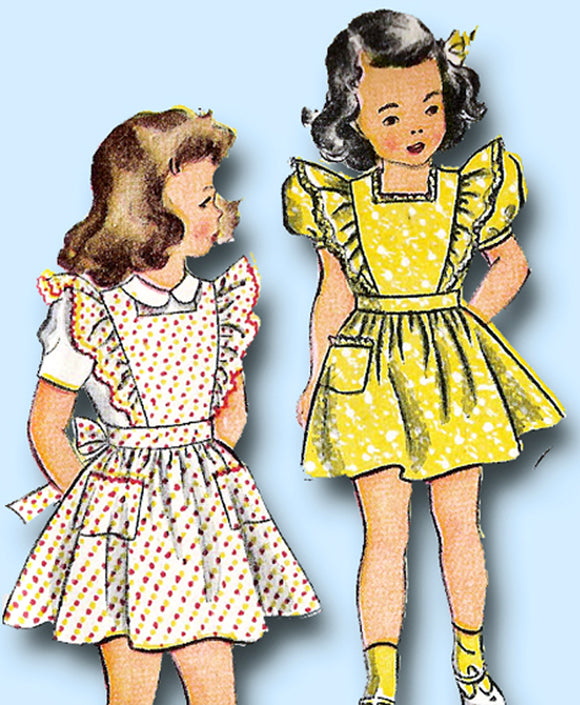 1940s VTG Simplicity Sewing Pattern 2056 Uncut Toddler Girls Pinafore Dress Sz 6