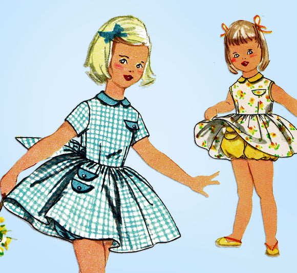 1950s Vintage Simplicity Sewing Pattern 2059 Cute Baby Girls Bloomer Dress Sz 2 - Vintage4me2