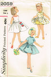 1950s Vintage Simplicity Sewing Pattern 2059 Cute Baby Girls Bloomer Dress Sz 2 - Vintage4me2