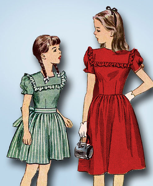 1940s Vintage Simplicity Sewing Pattern 2068 WWII Toddler Girls Dress Size 6 24B