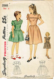 1940s Vintage Simplicity Sewing Pattern 2068 WWII Toddler Girls Dress Size 6 24B