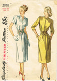 1940s Vintage Simplicity Sewing Pattern 2070 Misses Afternoon Dress Size 34 Bust - Vintage4me2