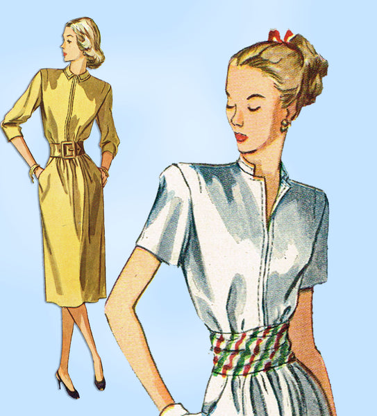 1940s Vintage Simplicity Sewing Pattern 2070 Misses Afternoon Dress Size 34 Bust - Vintage4me2