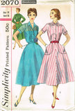 1950s Vintage Simplicity Sewing Pattern 2070 FF Misses Slenderette Dress Sz 12