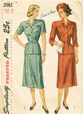 1940s Vintage Simplicity Sewing Pattern 2082 Easy Misses 2 Piece Suit Sz 34 Bust - Vintage4me2