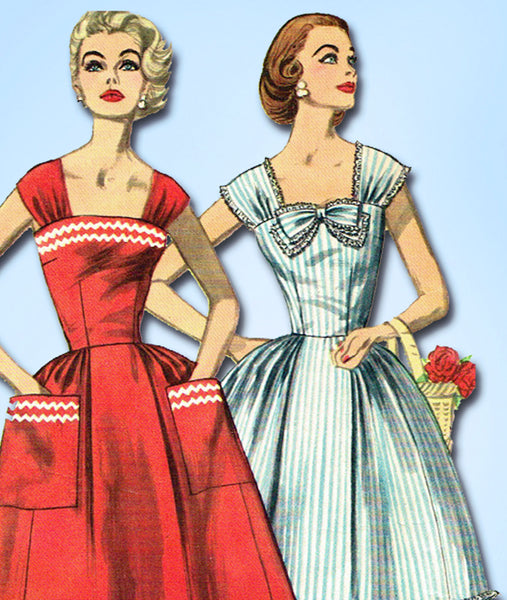 1950s Vintage Simplicity Sewing Pattern 2083 Uncut Misses Sun Dress Sz 36 Bust - Vintage4me2