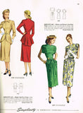 1940s Vintage Simplicity Sewing Pattern 2087 Uncut Misses Afternoon Dress Sz 34B - Vintage4me2